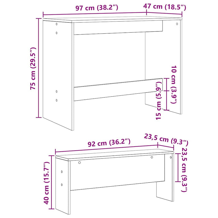 Set de dining 2 pcs Stejar negru Lemn compozit - WALTI WALTI