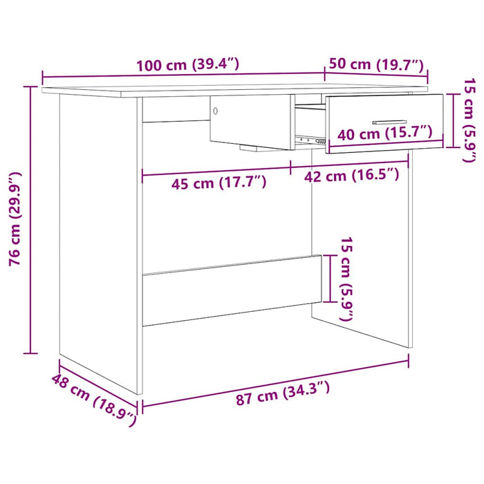 Birou Lemn vechi 100 x 50 x 76 cm Lemn compozit - WALTI WALTI