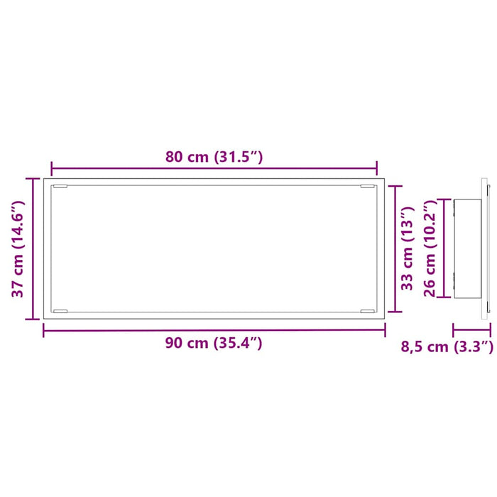Oglindă Pe perete Lemn Vechi 90 x 8,5 x 37 cm Lemn compozit - WALTI WALTI