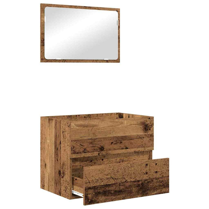 Set de mobilier pentru baie cu sertar 2 pcs Lemn Vechi - WALTI WALTI