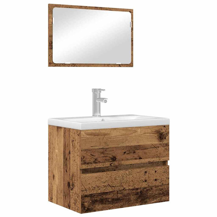 Set de mobilier pentru baie cu sertar 2 pcs Lemn Vechi - WALTI WALTI