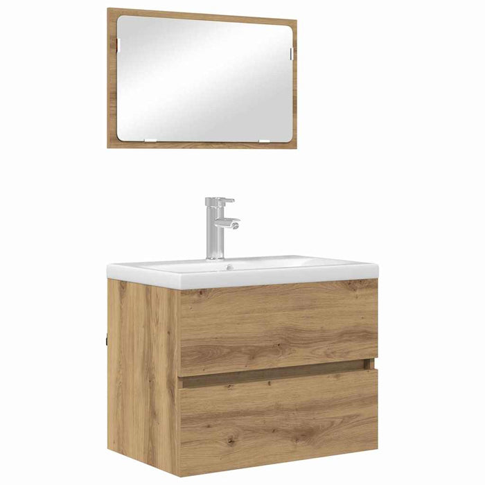 Set de mobilier pentru baie cu sertar 2 pcs Stejar Artizanal - WALTI WALTI