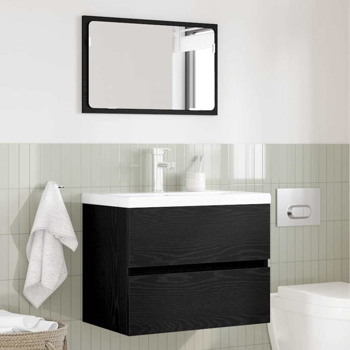 Set de mobilier pentru baie cu sertar 2 pcs Stejar Negru - WALTI WALTI
