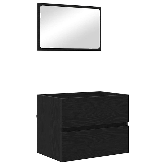 Set de mobilier pentru baie cu sertar 2 pcs Stejar Negru - WALTI WALTI