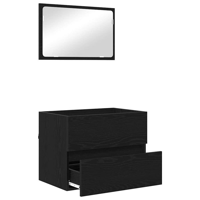 Set de mobilier pentru baie cu sertar 2 pcs Stejar Negru - WALTI WALTI