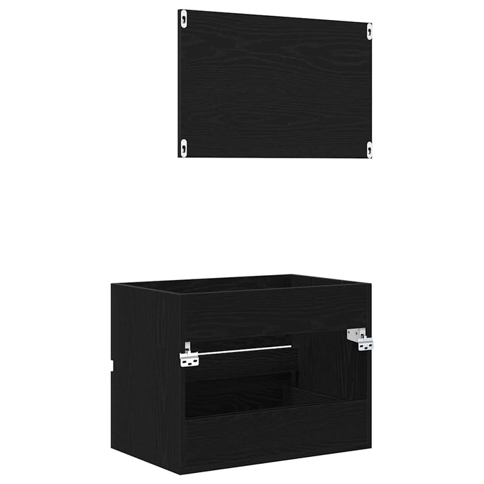 Set de mobilier pentru baie cu sertar 2 pcs Stejar Negru - WALTI WALTI