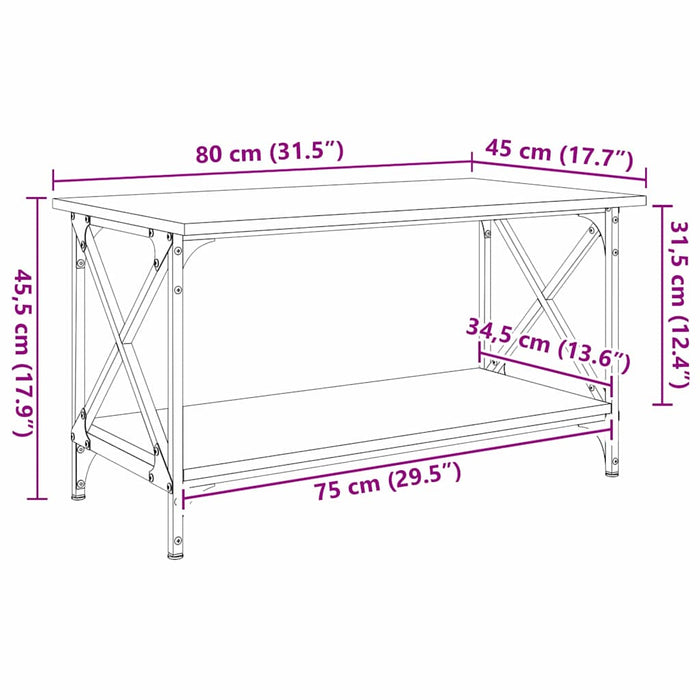 Masă de cafea Stejar negru 80 x 45 x 45.5 cm Lemn compozit - WALTI WALTI