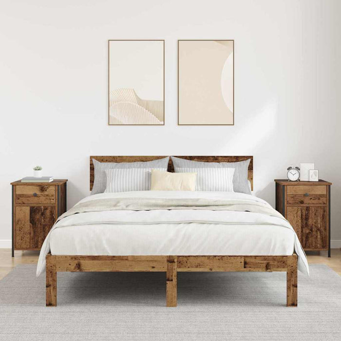 Dulap de noapte 2 pcs Lemn vechi 40 x 42 x 60 cm Lemn compozit - WALTI WALTI