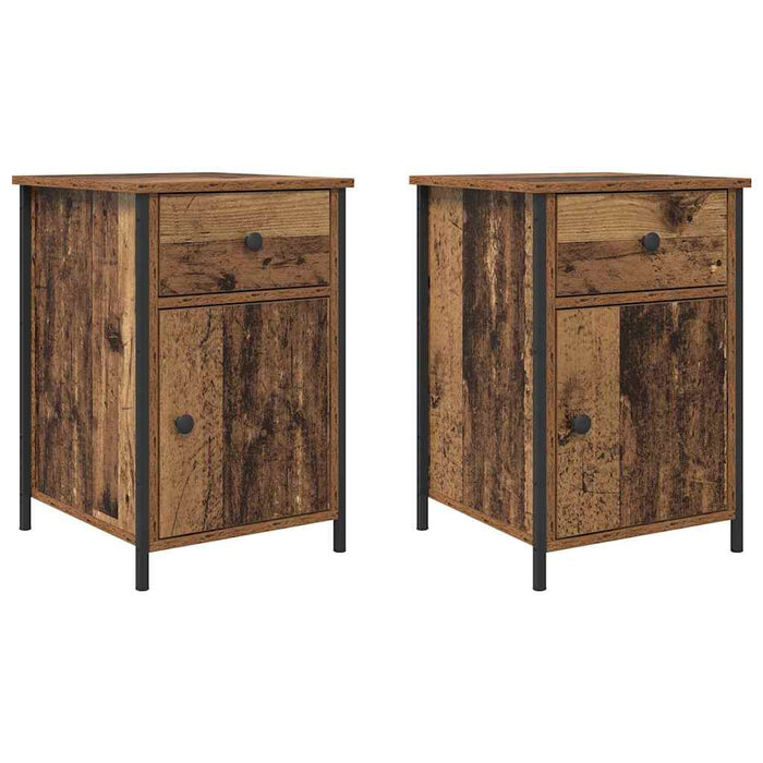 Dulap de noapte 2 pcs Lemn vechi 40 x 42 x 60 cm Lemn compozit - WALTI WALTI