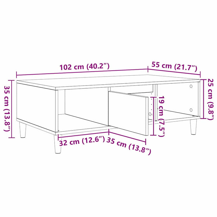 Masă de cafea Alb 102 x 55 x 35 cm - WALTI WALTI