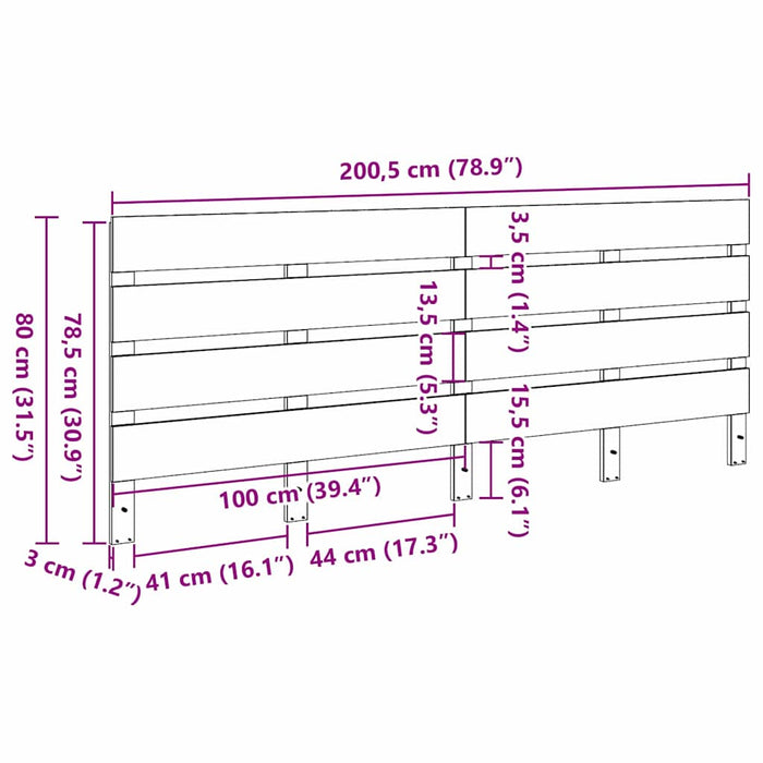 Tăblie cap Maroniu cerat 200,5 x 3 x 80 cm Lemn de pin masiv - WALTI WALTI