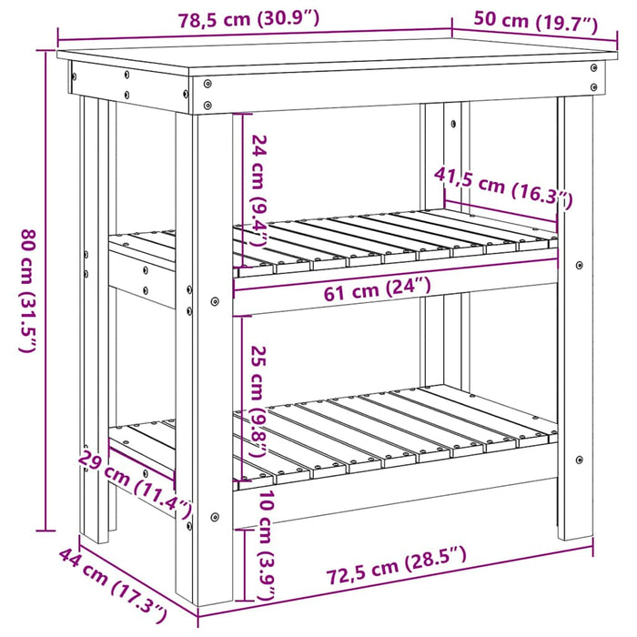 Banc de lucru Maroniu cerat 78,5 x 50 x 80 cm Lemn de pin masiv - WALTI WALTI