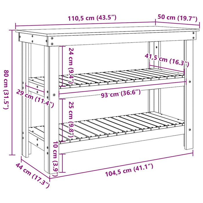 Banc de lucru Maro ceruit 110,5 x 50 x 80 cm Lemn masiv de pin - WALTI WALTI