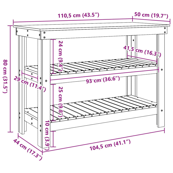 Banc de lucru Maro ceruit 110,5 x 50 x 80 cm Lemn masiv de pin - WALTI WALTI