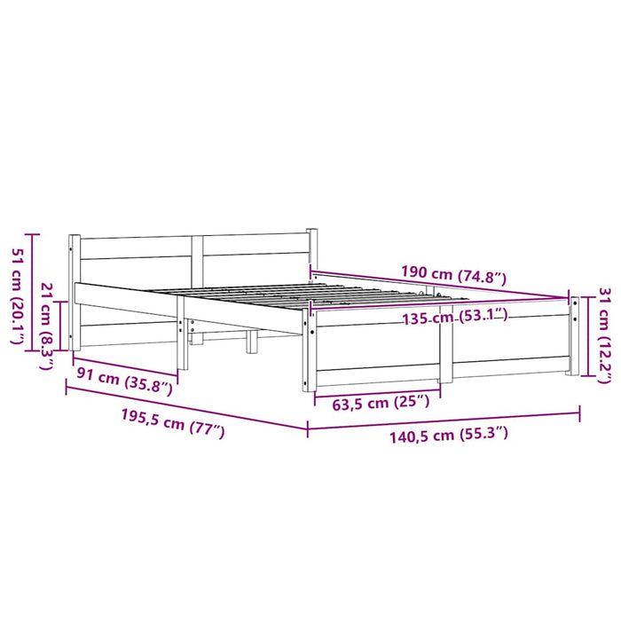 Cadru de pat cu headboard Maroniu cerat 205.5 x 95.5 x 51 cm - WALTI WALTI