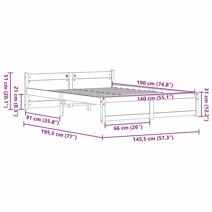 Cadru de pat cu headboard Maroniu cerat 205.5 x 95.5 x 51 cm - WALTI WALTI
