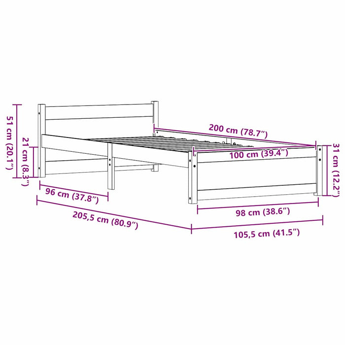 Cadru de pat cu headboard Maroniu cerat 205.5 x 95.5 x 51 cm - WALTI WALTI