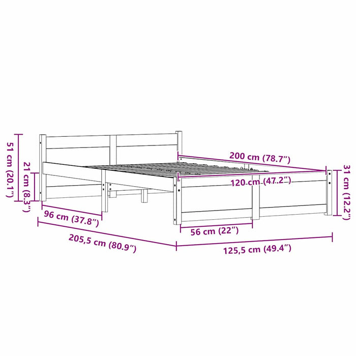 Cadru de pat cu headboard Maroniu cerat 205.5 x 95.5 x 51 cm - WALTI WALTI