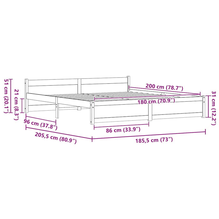 Cadru de pat cu headboard Maroniu cerat 205.5 x 95.5 x 51 cm - WALTI WALTI