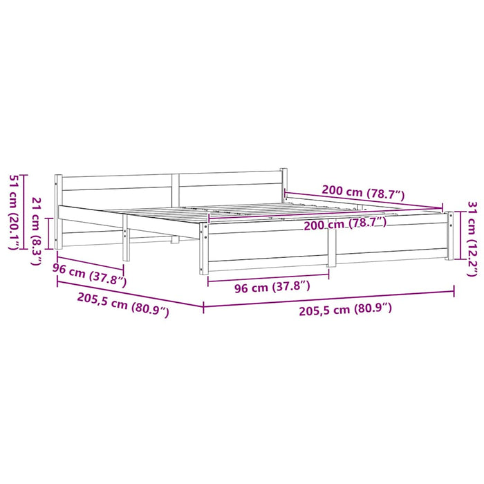Cadru de pat cu headboard Maroniu cerat 205.5 x 95.5 x 51 cm - WALTI WALTI