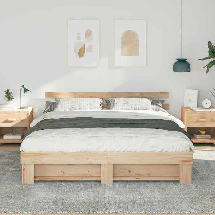 Cadru de pat cu headboard Maro 200 x 200 cm Lemn masiv de pin - WALTI WALTI