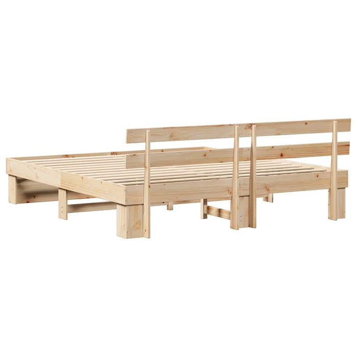 Cadru de pat cu headboard Maro 200 x 200 cm Lemn masiv de pin - WALTI WALTI