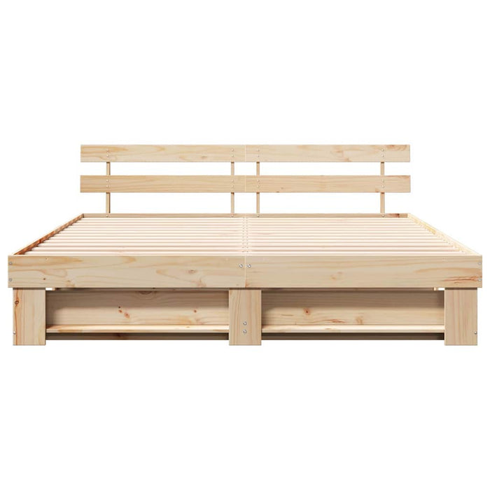 Cadru de pat cu headboard Maro 200 x 200 cm Lemn masiv de pin - WALTI WALTI