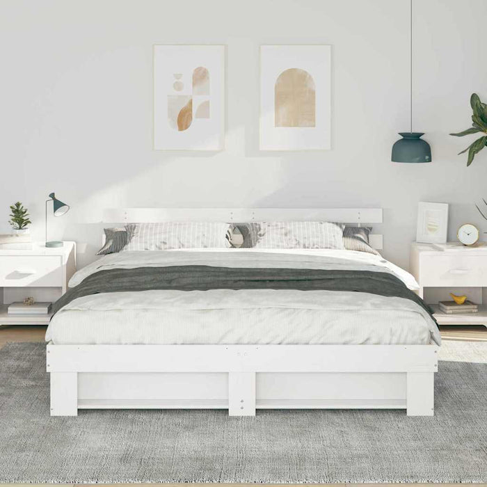 Cadru de pat cu headboard Alb 200 x 200 cm Lemn masiv de pin - WALTI WALTI