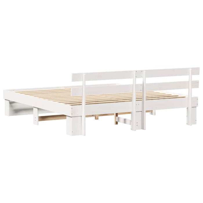 Cadru de pat cu headboard Alb 200 x 200 cm Lemn masiv de pin - WALTI WALTI