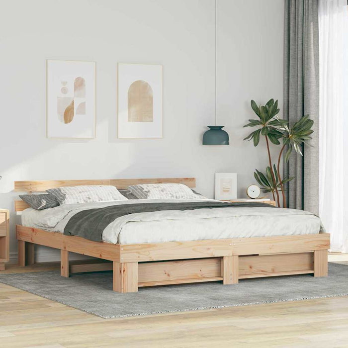 Cadru de pat cu headboard Maro 180 x 200 cm Lemn masiv de pin - WALTI WALTI