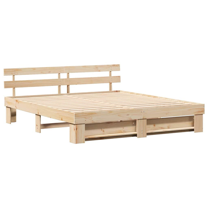 Cadru de pat cu headboard Maro 180 x 200 cm Lemn masiv de pin - WALTI WALTI