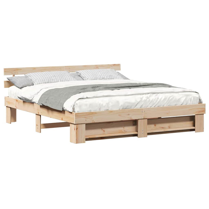 Cadru de pat cu headboard Maro 180 x 200 cm Lemn masiv de pin - WALTI WALTI