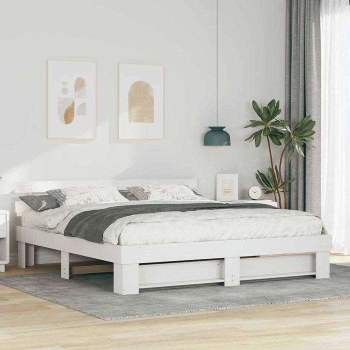 Cadru de pat cu headboard Alb 180 x 200 cm Lemn masiv de pin - WALTI WALTI