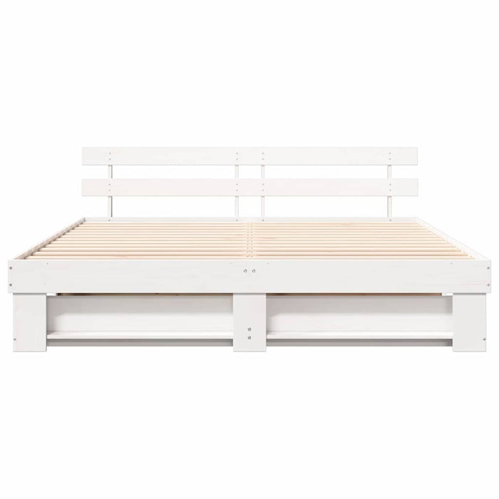 Cadru de pat cu headboard Alb 180 x 200 cm Lemn masiv de pin - WALTI WALTI