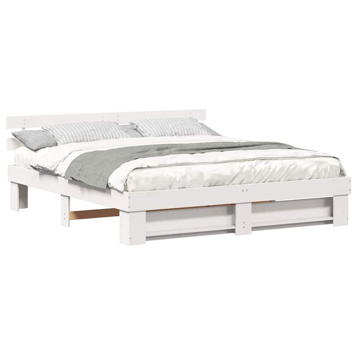 Cadru de pat cu headboard Alb 180 x 200 cm Lemn masiv de pin - WALTI WALTI