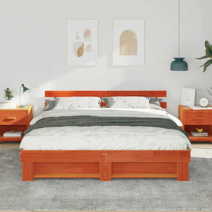 Cadru de pat cu headboard Maro 180 x 200 cm Lemn masiv de pin - WALTI WALTI
