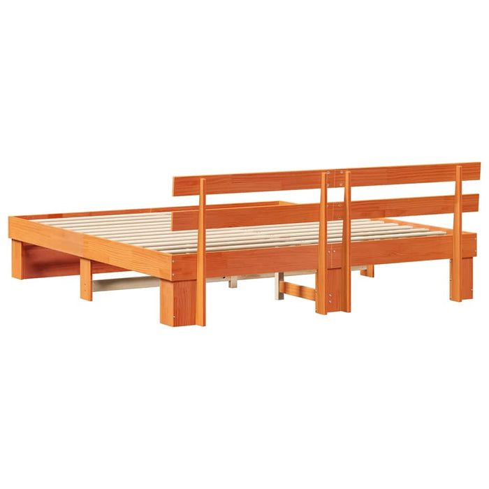 Cadru de pat cu headboard Maro 180 x 200 cm Lemn masiv de pin - WALTI WALTI