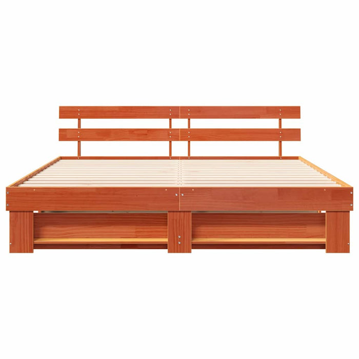 Cadru de pat cu headboard Maro 180 x 200 cm Lemn masiv de pin - WALTI WALTI