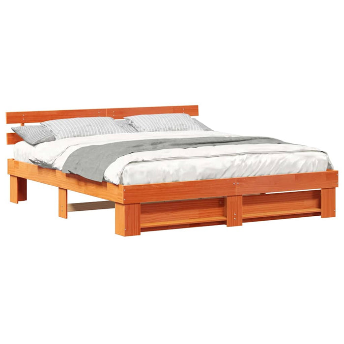 Cadru de pat cu headboard Maro 180 x 200 cm Lemn masiv de pin - WALTI WALTI