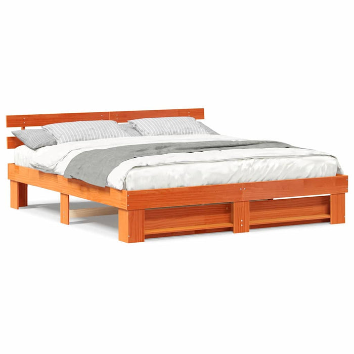 Cadru de pat cu headboard Maro 180 x 200 cm Lemn masiv de pin - WALTI WALTI