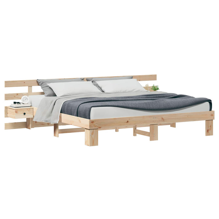 Cadru de pat cu headboard Maro 200 x 200 cm Lemn de pin masiv - WALTI WALTI