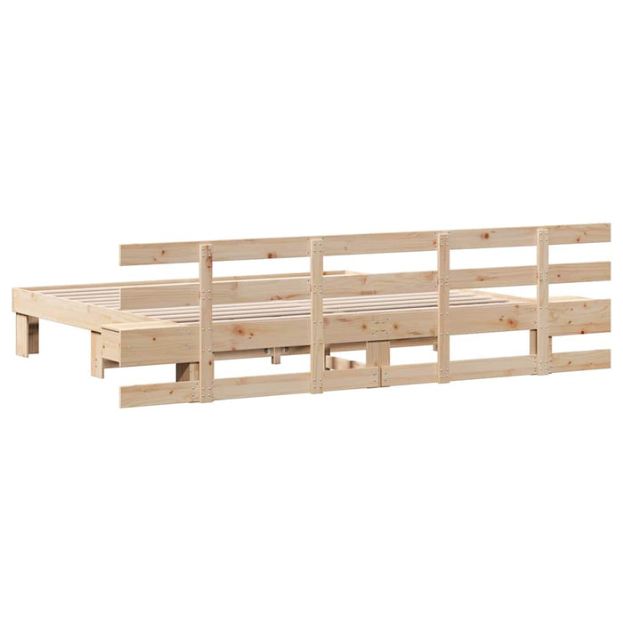 Cadru de pat cu headboard Maro 200 x 200 cm Lemn de pin masiv - WALTI WALTI