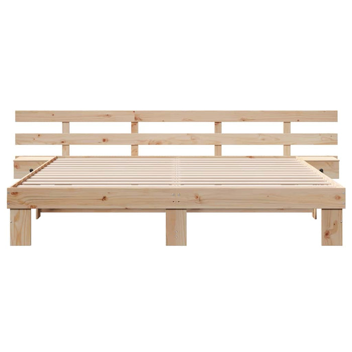 Cadru de pat cu headboard Maro 200 x 200 cm Lemn de pin masiv - WALTI WALTI