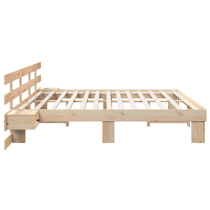 Cadru de pat cu headboard Maro 200 x 200 cm Lemn de pin masiv - WALTI WALTI