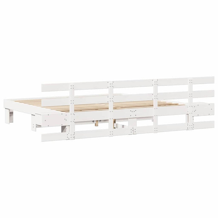 Cadru de pat cu headboard Alb 200 x 200 cm Lemn de pin masiv - WALTI WALTI