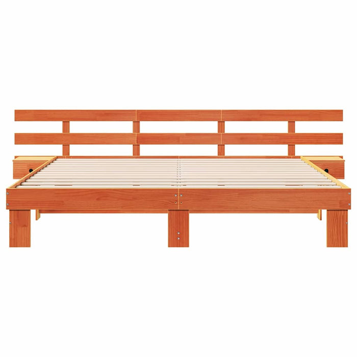 Cadru de pat cu headboard Maro 200 x 200 cm Lemn de pin masiv - WALTI WALTI