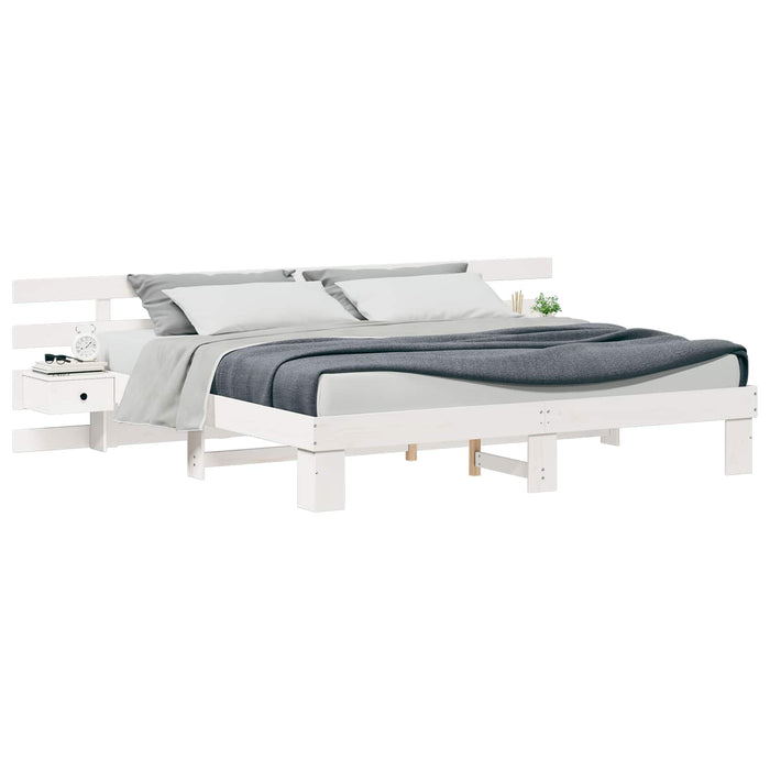 Cadru de pat cu headboard Alb 180 x 200 cm Lemn de pin masiv WALTI