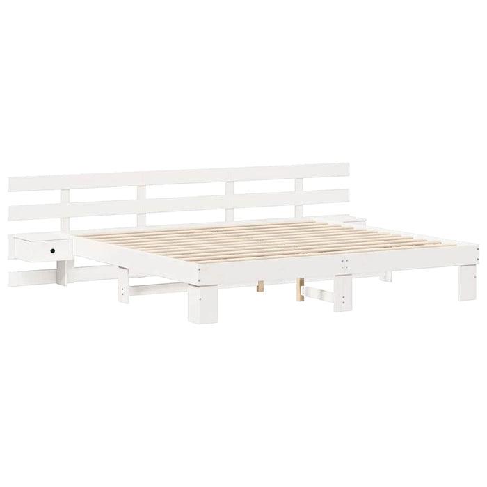 Cadru de pat cu headboard Alb 180 x 200 cm Lemn de pin masiv WALTI