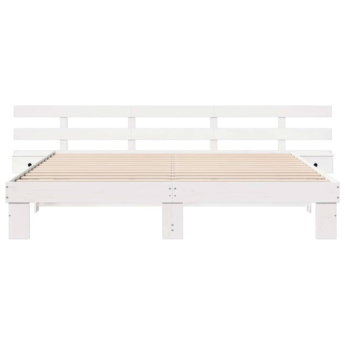 Cadru de pat cu headboard Alb 180 x 200 cm Lemn de pin masiv WALTI