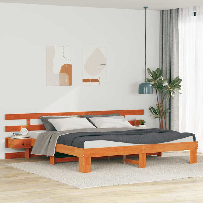 Cadru de pat cu headboard Maro 180 x 200 cm Lemn de pin masiv WALTI